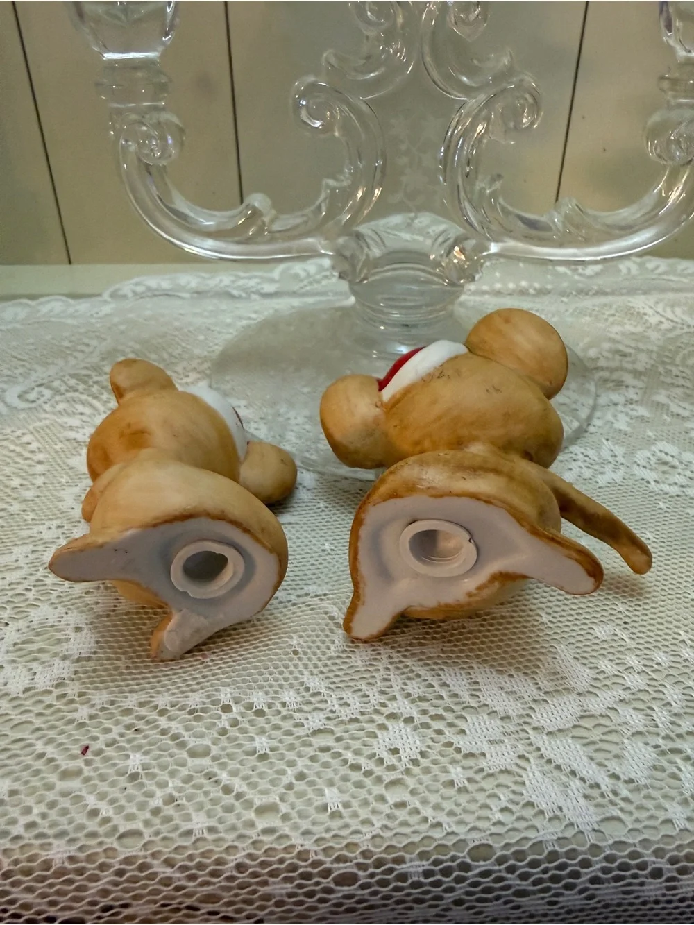 Vintage Christmas Ceramic Mouse Salt & Pepper Shakers with Red Santa Hats